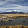 Parinacota and Pomerape volcanoes from the Road 11 (Parque Nacional Lauca)